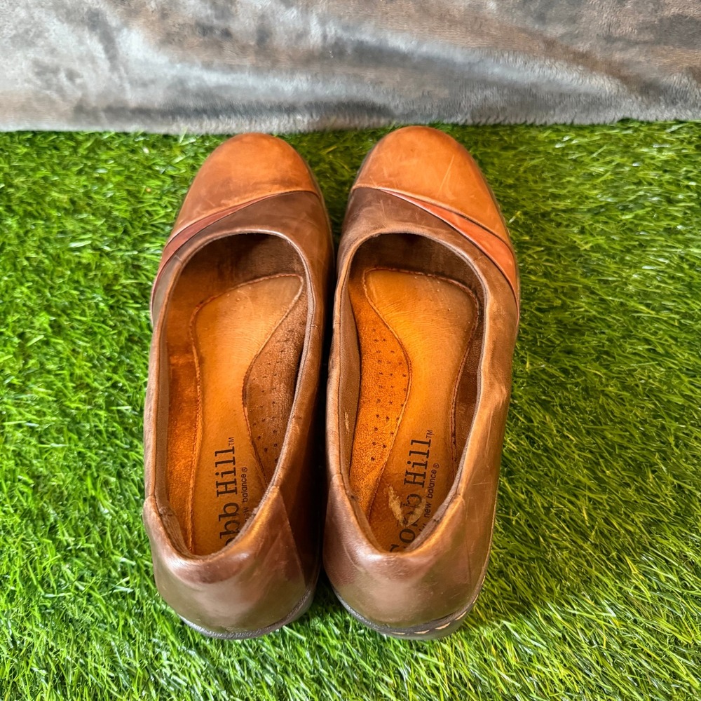 Cobb Hill Brown Leather Wedge Pumps Round Toe Slip On Shoes CAF01BRM Womens 8.5 - Picture 8 of 13